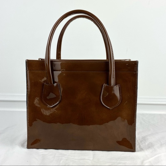 Gorgeous Vintage Ronay Dark Brown Patent Leather Handbag Purse 1960s - Picture 4 of 10